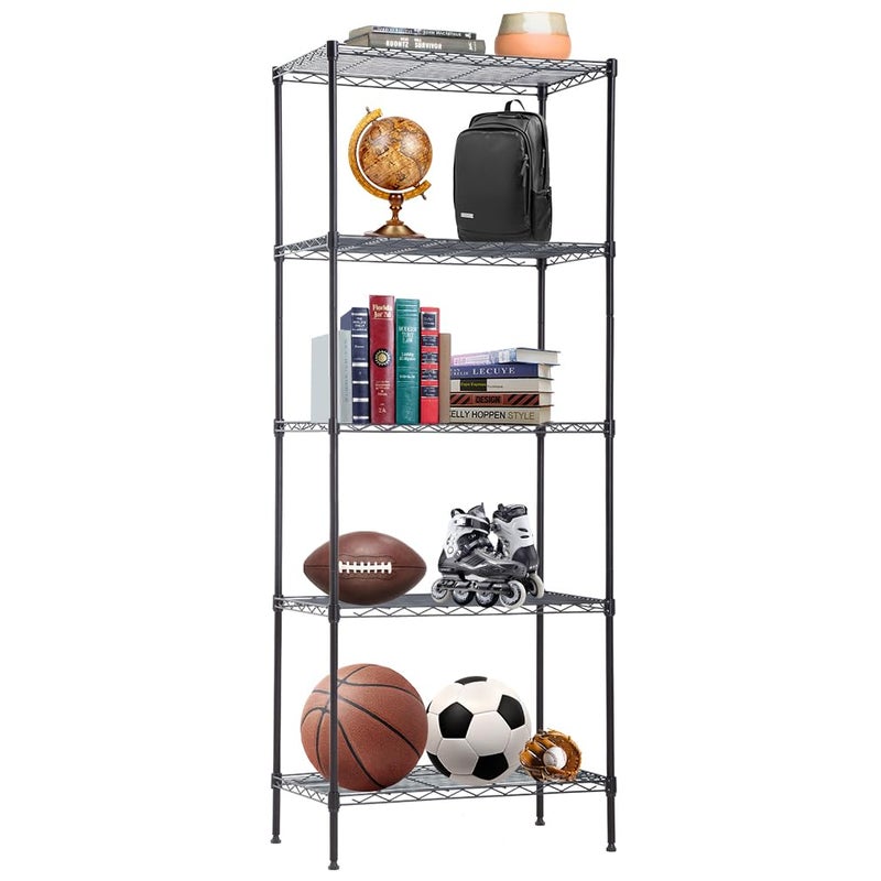 BestOffice | 5-Tier Wire Storage Shelves | 14x24x60 | Black | with Adjustable Racks | Heavy-Duty Metal Shelf, Holds Upto 750 lbs | No-Tool Assembly | Ideal for Home & Garage Shelving - Image 1